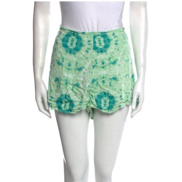 Reformation Decade Shorts Green Tie Dye Back Zip Size 6 - Picture 1 of 4